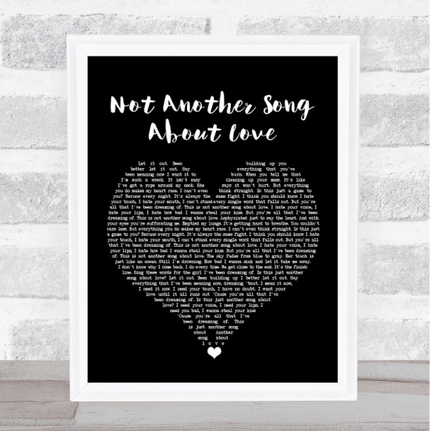 Hollywood Ending Not Another Song About Love Black Heart Song Lyric Print