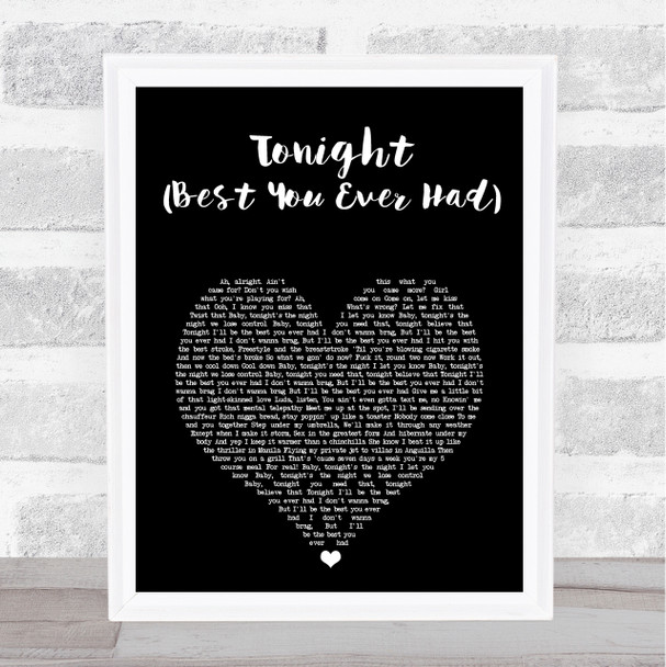 John Legend Tonight (Best You Ever Had) Black Heart Song Lyric Print