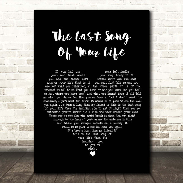 Pink The Last Song Of Your Life Black Heart Song Lyric Print