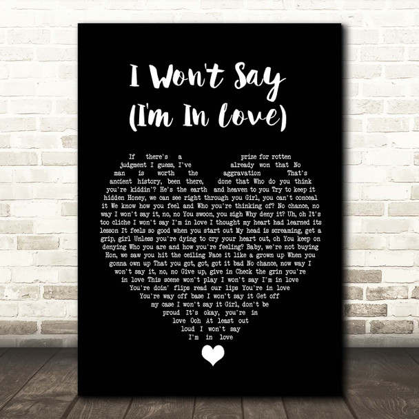 Hercules I Won't Say (I'm In Love) Black Heart Song Lyric Print