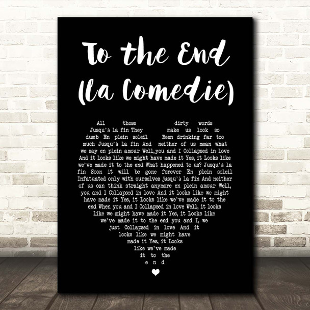 Blur To the End (La Comedie) Black Heart Song Lyric Print