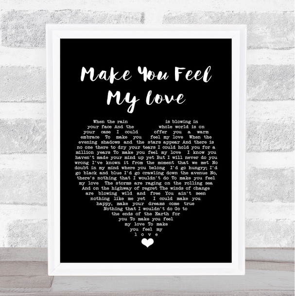 Adele Make You Feel My Love Black Heart Song Lyric Print