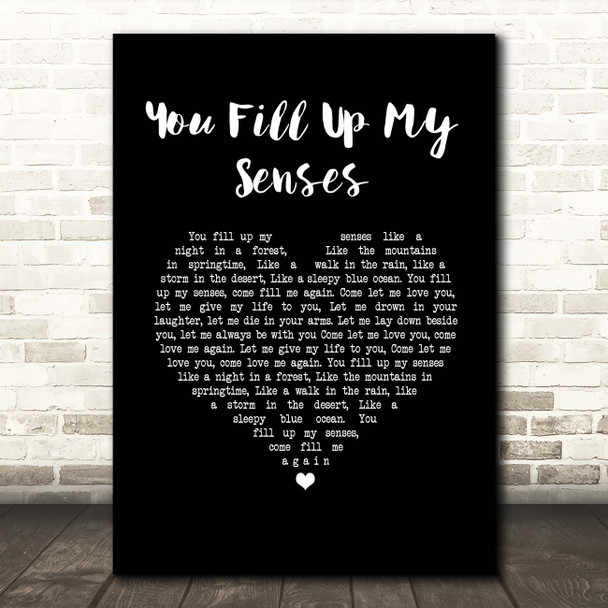 John Denver You Fill Up My Senses Black Heart Song Lyric Print