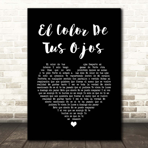 Banda MS El Color De Tus Ojos Black Heart Song Lyric Print