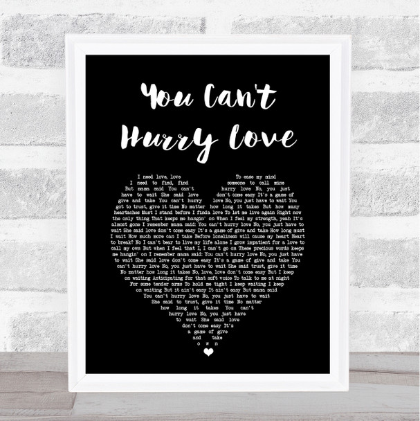 The Supremes You Can't Hurry Love Black Heart Song Lyric Print