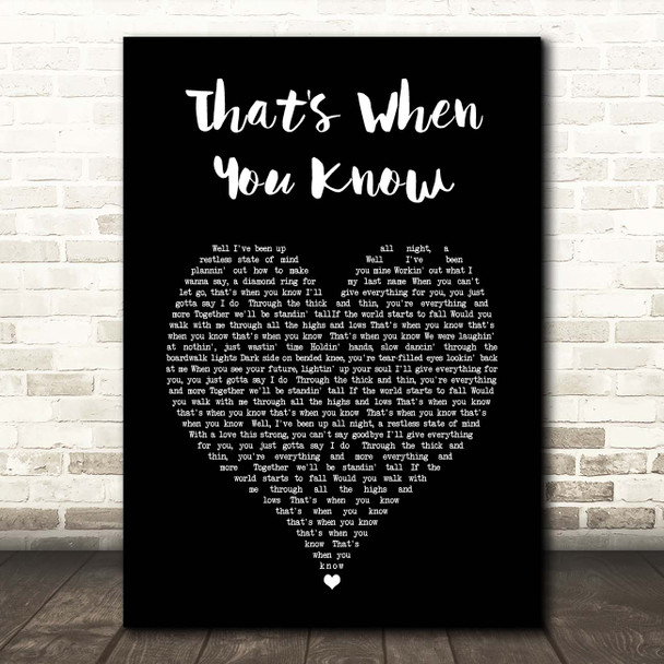 Chris Chuck Band That's When You Know Black Heart Song Lyric Print
