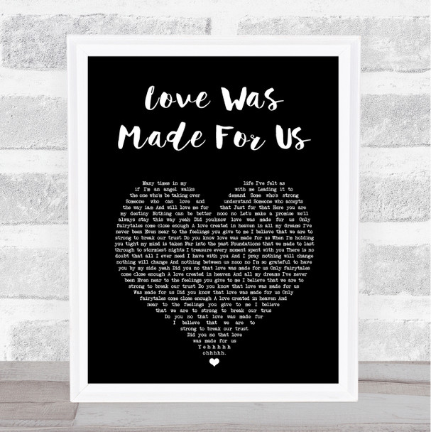 Cleo Love Was Made For Us Black Heart Song Lyric Print