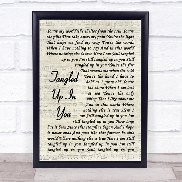 Staind Tangled Up In You Song Lyric Vintage Script Quote Print