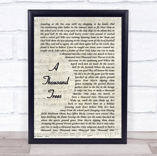 Stereophonics A Thousand Trees Song Lyric Vintage Script Quote Print