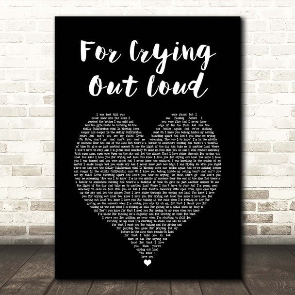 Meat Loaf For Crying Out Loud Black Heart Song Lyric Print