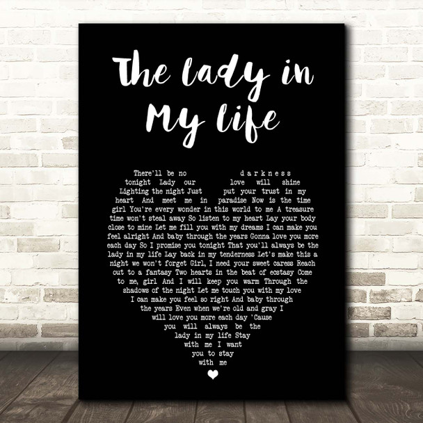 Michael Jackson The Lady in My Life Black Heart Song Lyric Print