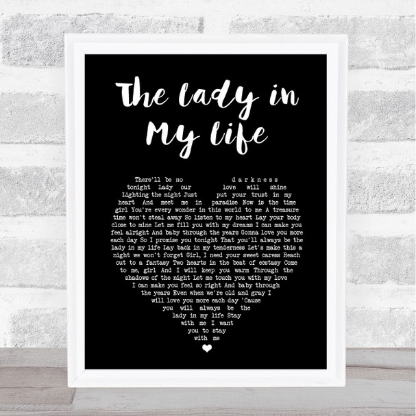 Michael Jackson The Lady in My Life Black Heart Song Lyric Print