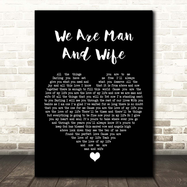 Michelle Featherstone We Are Man And Wife Black Heart Song Lyric Print