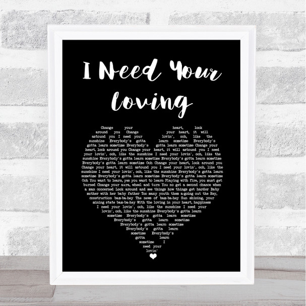 Baby D I Need Your Loving Black Heart Song Lyric Print