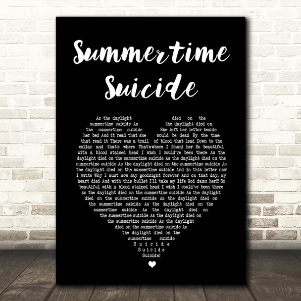 Murderdolls Summertime Suicide Black Heart Song Lyric Print