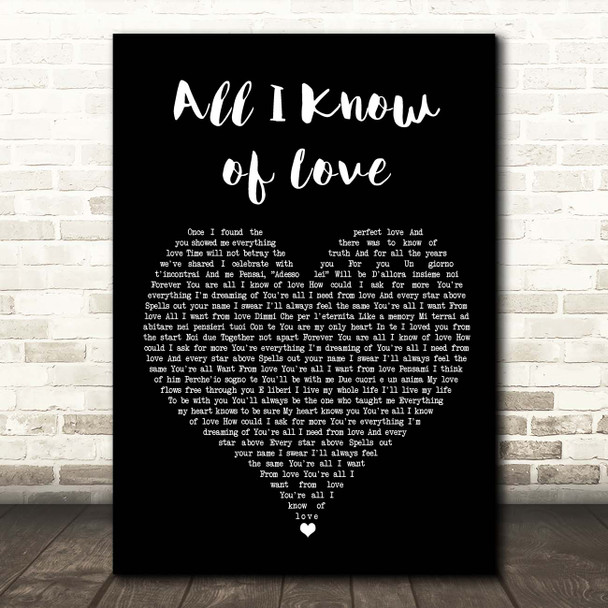 Barbra Streisand All I Know of Love Black Heart Song Lyric Print