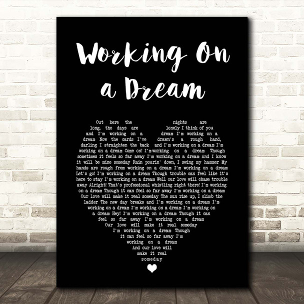 Bruce Springsteen Working On a Dream Black Heart Song Lyric Print