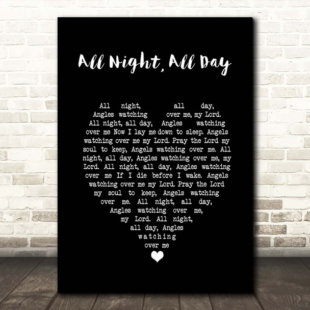 Cedarmont Baby All Night, All Day Black Heart Song Lyric Print