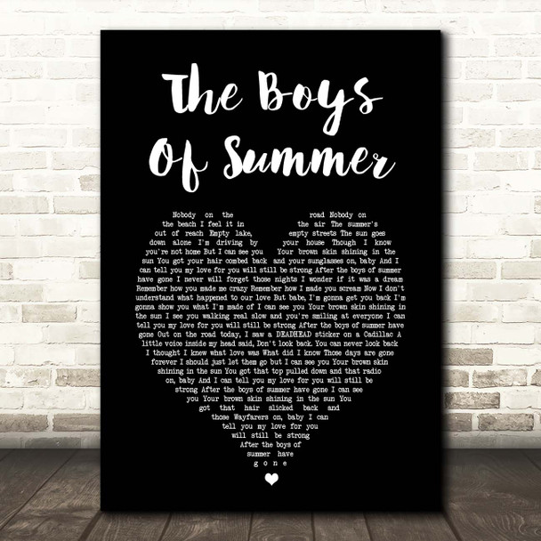 Don Henley The Boys Of Summer Black Heart Song Lyric Print