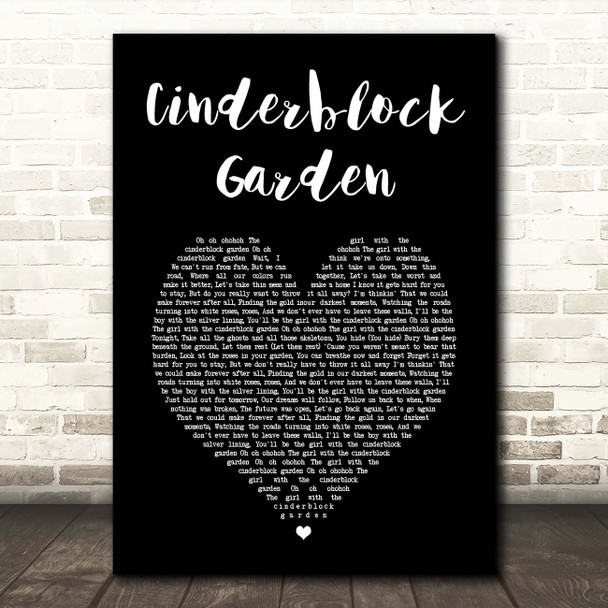 All Time Low Cinderblock Garden Black Heart Song Lyric Print