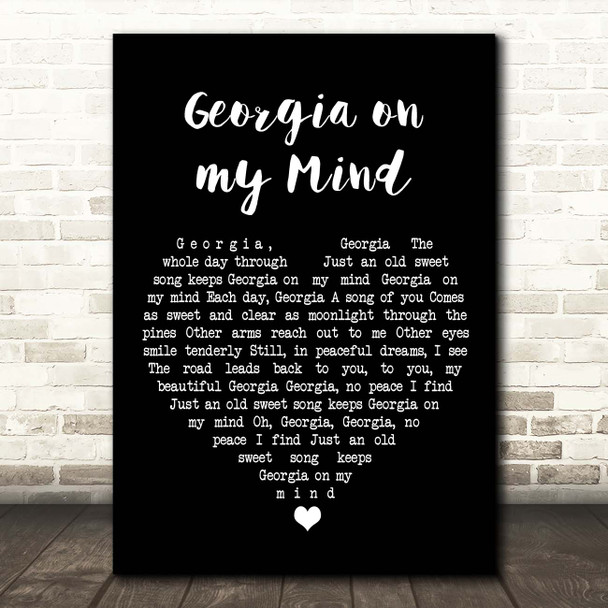 Hoagy Carmichael Georgia on my Mind Black Heart Song Lyric Print