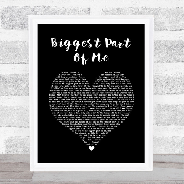 Ambrosia Biggest Part Of Me Black Heart Song Lyric Print