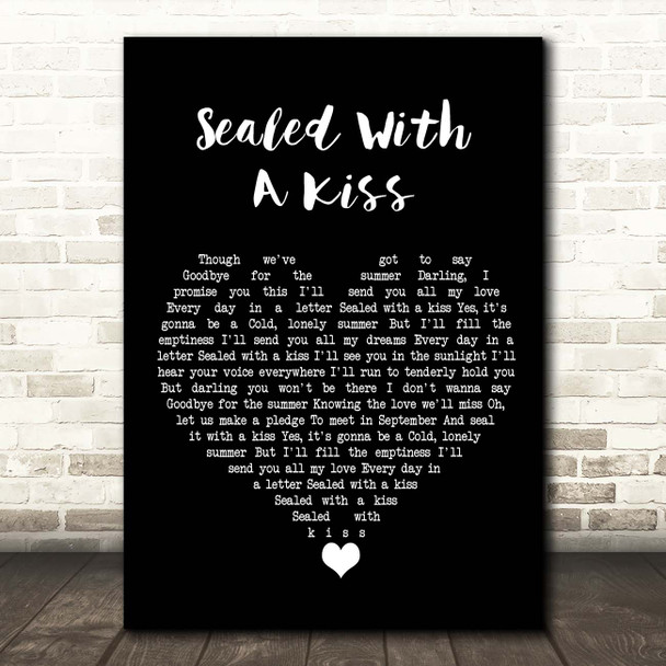Jason Donovan Sealed With A Kiss Black Heart Song Lyric Print
