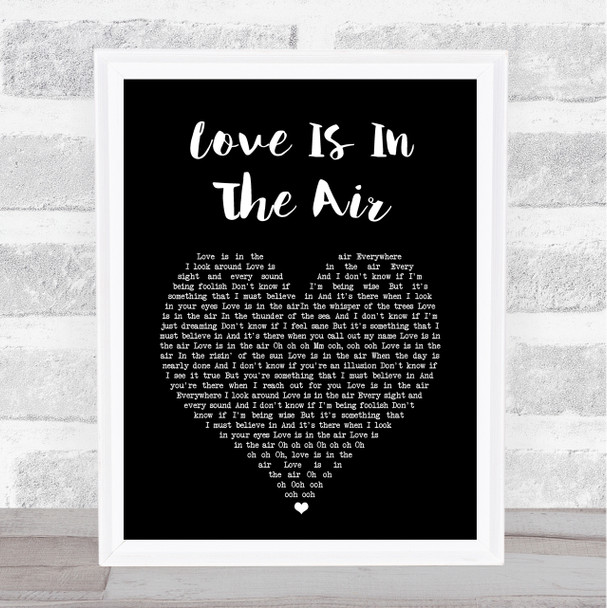 John Paul Young Love Is In The Air Black Heart Song Lyric Print