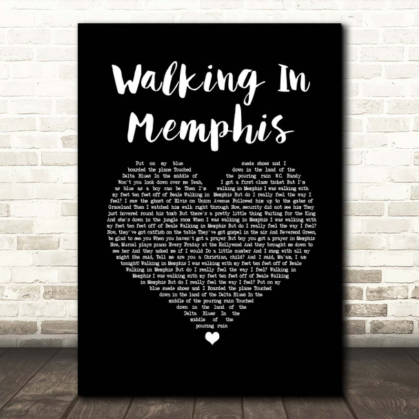 Marc Cohn Walking In Memphis Black Heart Song Lyric Print