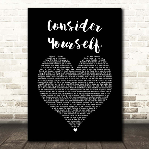 Oliver The Musical Consider Yourself Black Heart Song Lyric Print