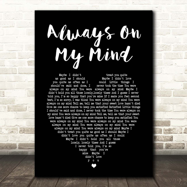 Pet Shop Boys Always On My Mind Black Heart Song Lyric Print