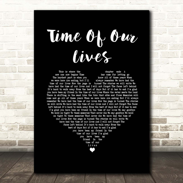 Tyrone Wells Time Of Our Lives Black Heart Song Lyric Print