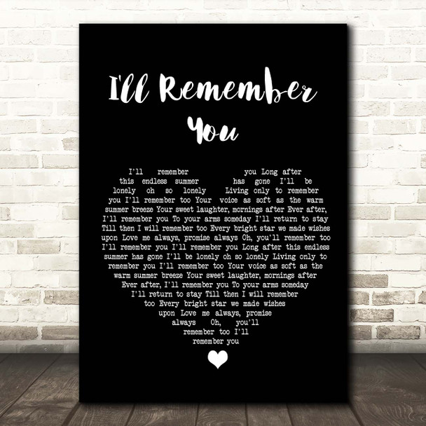 Elvis Presley I'll Remember You Black Heart Song Lyric Print