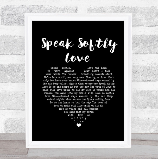 Andy Williams Speak Softly Love Black Heart Song Lyric Print