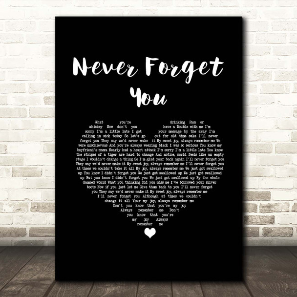 Noisettes Never Forget You Black Heart Song Lyric Print