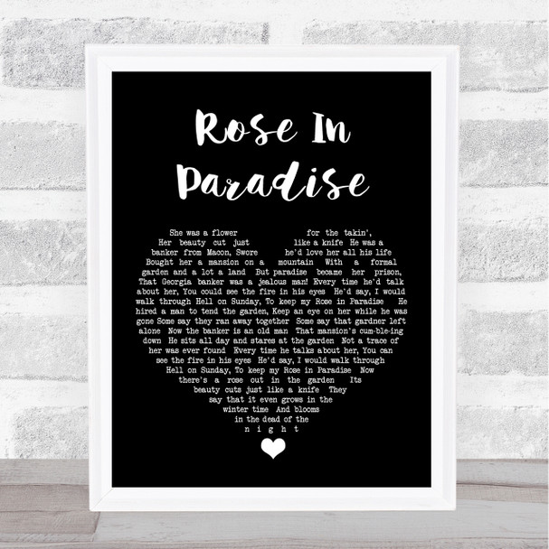 Waylon Jennings Rose In Paradise Black Heart Song Lyric Print