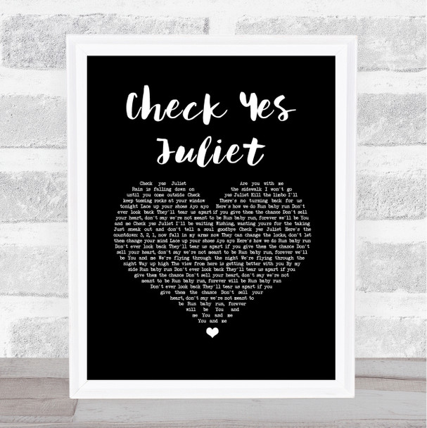 We The Kings Check Yes Juliet Black Heart Song Lyric Print