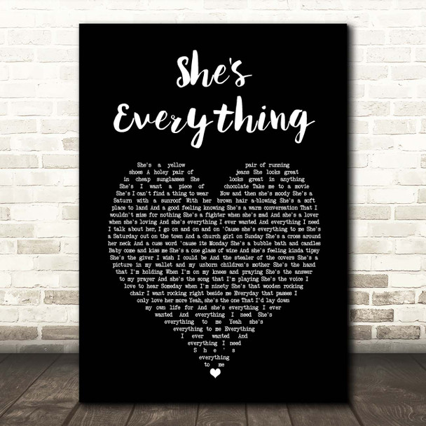 Brad Paisley She's Everything Black Heart Song Lyric Print