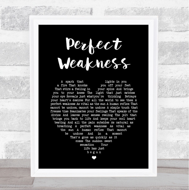 DIVISIONS Perfect Weakness Black Heart Song Lyric Print