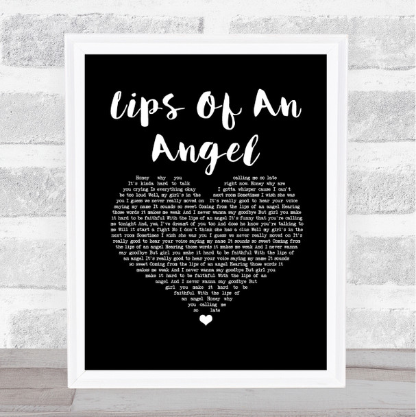 Hinder Lips Of An Angel Black Heart Song Lyric Print