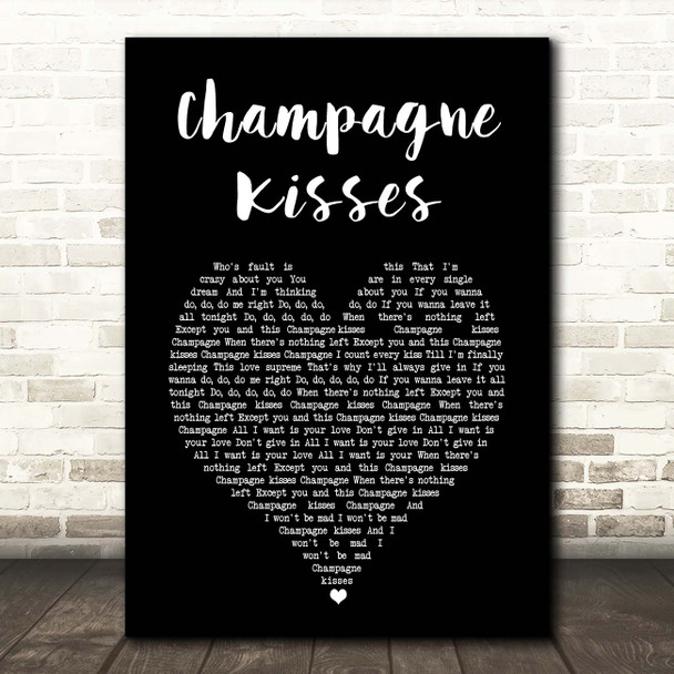 Jessie Ware Champagne Kisses Black Heart Song Lyric Print