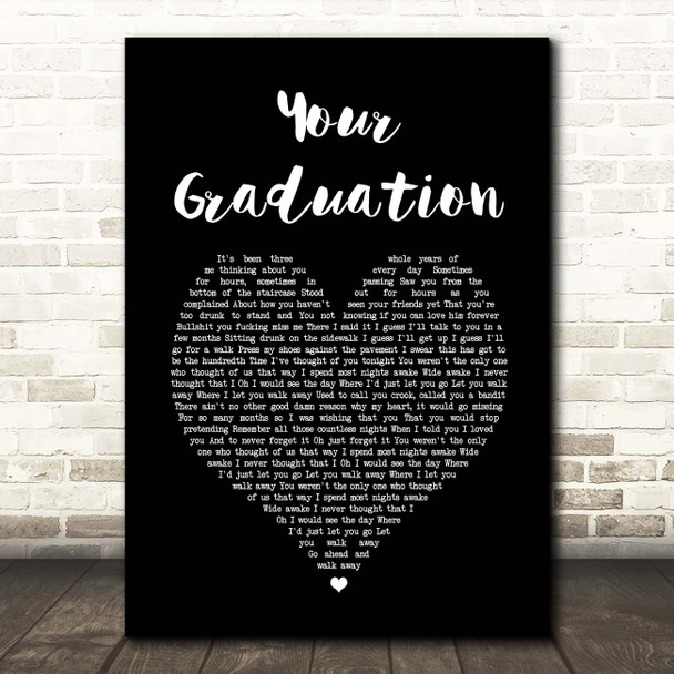 Modern Baseball Your Graduation Black Heart Song Lyric Print