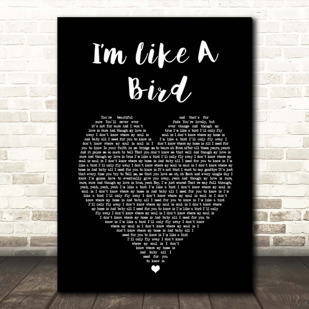 Nelly Furtado Im Like a Bird Black Heart Song Lyric Print