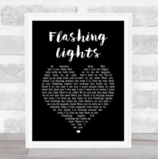 Roadtrip Flashing Lights Black Heart Song Lyric Print