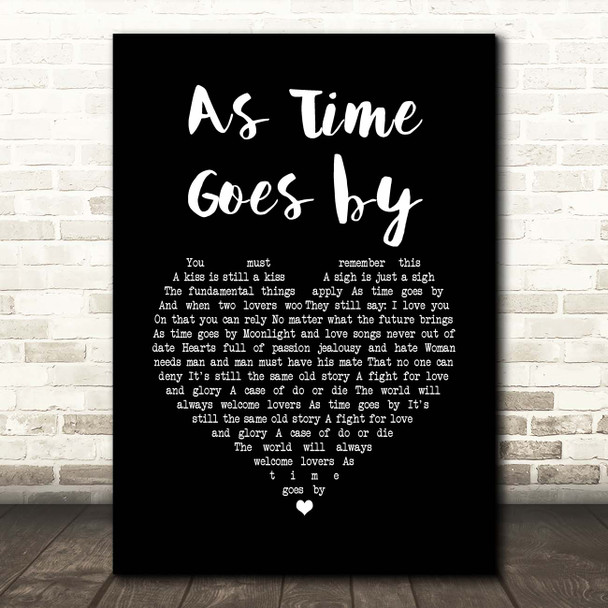 Teddy Wilson As Time Goes by Black Heart Song Lyric Print