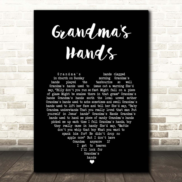 Bill Withers Grandma's Hands Black Heart Song Lyric Print