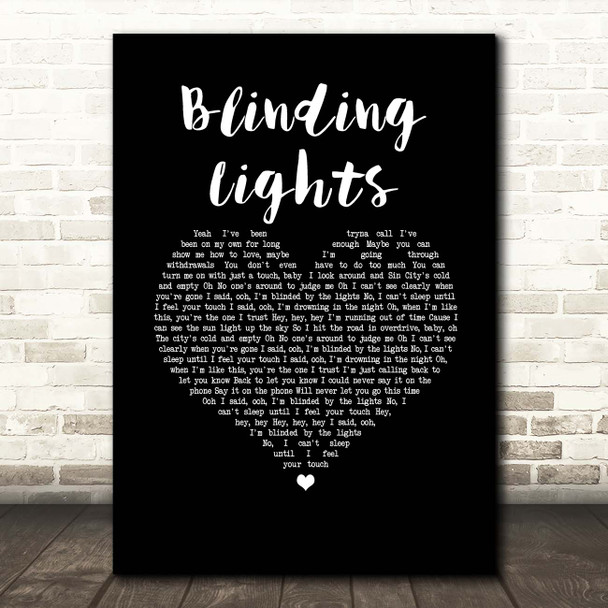 The Weeknd Blinding Lights Black Heart Song Lyric Print