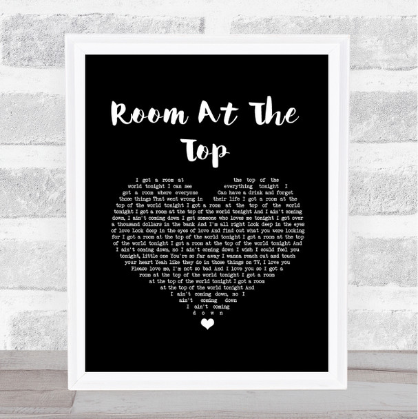 Tom Petty And The Heartbreakers Room At The Top Black Heart Song Lyric Print