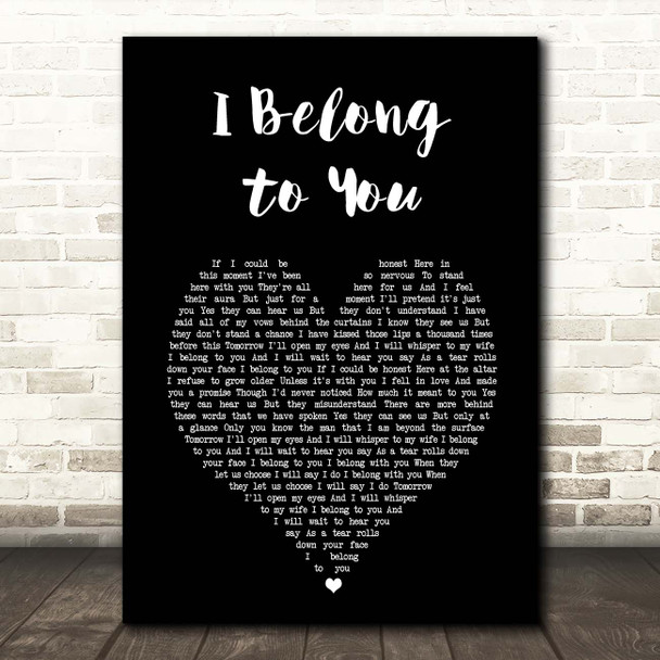 Jacob Lee I Belong to You Black Heart Song Lyric Print