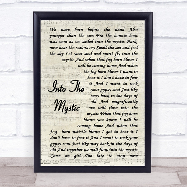 Van Morrison Into The Mystic Song Lyric Vintage Script Quote Print